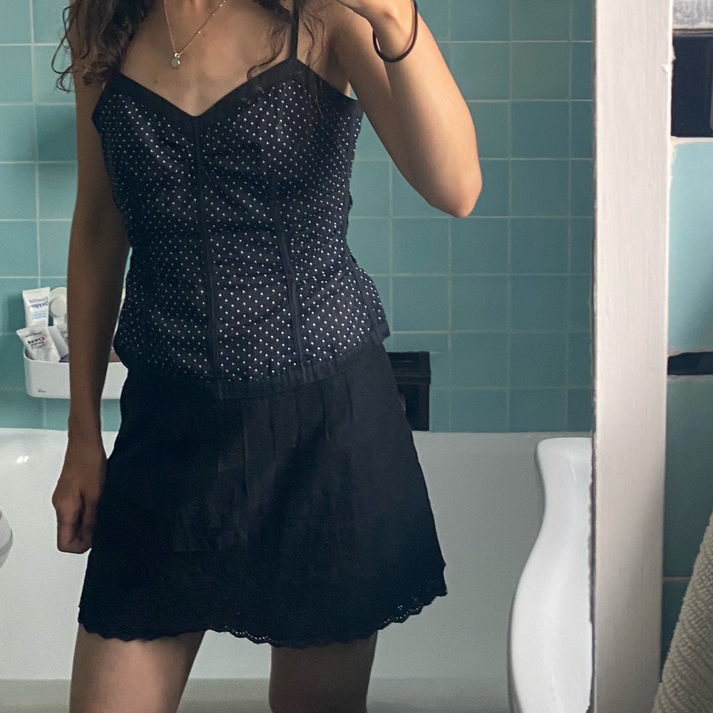 Marc by Marc Jacobs vintage navy polka dot corset top